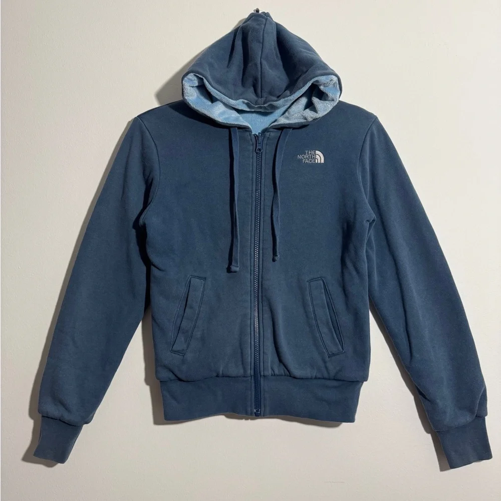 The North Face Reversible Fleece Hoodie‎ Blue and Light Blue Women’s XS